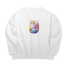 dolphineの上目遣いで見上げるrainbow cute cat Big Crew Neck Sweatshirt