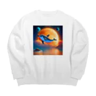 dolphineの宇宙のヒーリングドルフィン Big Crew Neck Sweatshirt