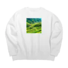 dolphineの日本の原風景　棚田 Big Crew Neck Sweatshirt