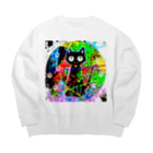 HolyMomentの黒猫にゃん Big Crew Neck Sweatshirt