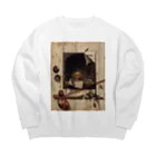 世界美術商店のヴァニタス画のあるアトリエの壁 / Trompe l'oeil with Studio Wall and Vanitas Still Life Big Crew Neck Sweatshirt