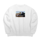 しろねこまるの茶トラのちゃちゃとキジのつぶちゃん Big Crew Neck Sweatshirt