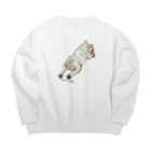 noe_to_meg (ノエとめぐ)のねんねチラリクリームブヒ Big Crew Neck Sweatshirt