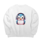 Vasetti_pressのヘッドホンを付けているペンギン Big Crew Neck Sweatshirt