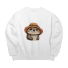 QuillSerenadeのぽけっとの帽子をかぶったステッカー Big Crew Neck Sweatshirt