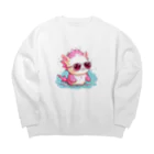 Vasetti_pressのサングラスをかけているウーパールーパー Big Crew Neck Sweatshirt