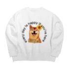 mojimojiの柴犬とひまわり Big Crew Neck Sweatshirt