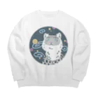 まりもの宇宙ユキヒョウ Big Crew Neck Sweatshirt