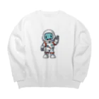 Vasetti_pressの手を振る宇宙飛行士 Big Crew Neck Sweatshirt