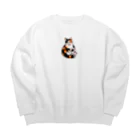 スタートライフ！のトリコロールドットキャット Big Crew Neck Sweatshirt