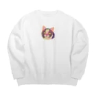 フクミンのふわふわネコ Big Crew Neck Sweatshirt