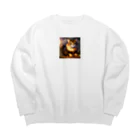 kpop大好き！のかわいい猫のイラストグッズ Big Crew Neck Sweatshirt
