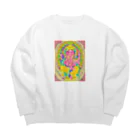 honhon180のピンクガネーシャ Big Crew Neck Sweatshirt