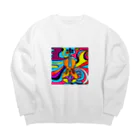 stugio_kの鮮やかなバイオリン柄 Big Crew Neck Sweatshirt