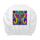 じゆうふぁくとりーのエキセントリックゾウ Big Crew Neck Sweatshirt