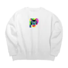 SnackPineのキュートキャットコレクション Big Crew Neck Sweatshirt