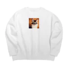 のぞかれ隊の可愛いネコ　ブルーアイズ Big Crew Neck Sweatshirt