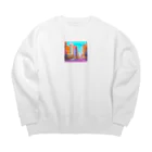 FACTORY MOWのヴィンテージアメリカの街並み Big Crew Neck Sweatshirt