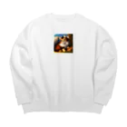 コハクの家のかわいい猫のイラストグッズ Big Crew Neck Sweatshirt