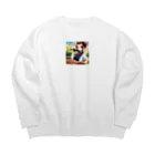 🎨デザイン宮殿🛍️の猫系美少女 Big Crew Neck Sweatshirt