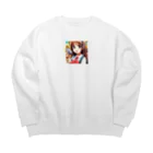 🎨デザイン宮殿🛍️のヘッドホン美少女 Big Crew Neck Sweatshirt