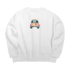 猫、かわいい系ショップの車の猫 Big Crew Neck Sweatshirt