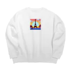 shibasannのフランスの風景のピクセルアート Big Crew Neck Sweatshirt