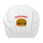 坂井暁子のハンバーガー002_backprint Big Crew Neck Sweatshirt