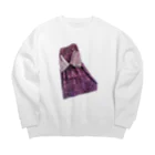 KeishopCreations - 日本の美をあなたにのハンドメイドリメイク着物紫 Big Crew Neck Sweatshirt