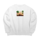 la-mer-sireneのハイビスカスのサンセット Big Crew Neck Sweatshirt