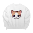 cozetの目を輝かせている猫 Big Crew Neck Sweatshirt