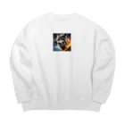 GOLAEの炎を纏う狼 Big Crew Neck Sweatshirt