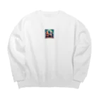 さぼりのあっくまんのきんにくごはんアニマルズ❤✨ Big Crew Neck Sweatshirt