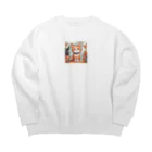 山のお散歩屋さんの可愛い猫のイラスト Big Crew Neck Sweatshirt