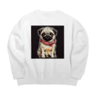 LEONのWe♥PUG　ブラック（パグ大好き！） Big Crew Neck Sweatshirt