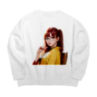 AIデザイングッズ販売　Akiba-treasure（アキバトレジャー）の大正ロマンス　日菜子さん Big Crew Neck Sweatshirt