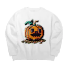 朱音琴音のドット絵のハロウィンかぼちゃのおばけ Big Crew Neck Sweatshirt