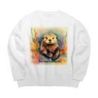 BeyondHobbies-趣味の先-のラッコの日常(ぼかしver) Big Crew Neck Sweatshirt