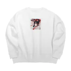 ワンダーワールド・ワンストップの巫女服を着た綺麗なポニーテール女性のグッズ Big Crew Neck Sweatshirt