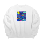 イノコノコノコゲンキノコの90年代の宇宙船はこんな感じ Big Crew Neck Sweatshirt