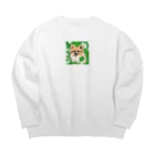 雑貨屋雪だるまのクローバーとポメラニアン Big Crew Neck Sweatshirt