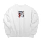 oyg-challengeの和服女性と雪景色 Big Crew Neck Sweatshirt