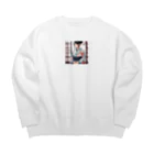 ワンダーワールド・ワンストップの浴衣を着た黑髪ロングヘアの綺麗な女性② Big Crew Neck Sweatshirt