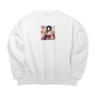 ワンダーワールド・ワンストップの浴衣を着た黑髪ロングヘアの綺麗な女性 Big Crew Neck Sweatshirt