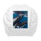 Fasterのシロナガスクジラ　親子 Big Crew Neck Sweatshirt