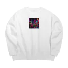 NYANKOのネオン 夜景 Big Crew Neck Sweatshirt