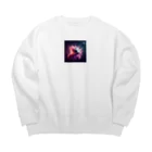 ワンダーワールド・ワンストップの宇宙の中でピンク色の煙を放ち爆発するサッカーボール③ Big Crew Neck Sweatshirt