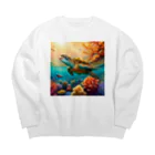 ぶーたんのウミガメ Big Crew Neck Sweatshirt