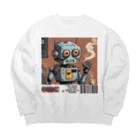 おもちショップの一服ロボくん Big Crew Neck Sweatshirt