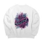 N SAUNA LOGOのネオン風花柄サウナロゴ11　花柄ver.4 Big Crew Neck Sweatshirt